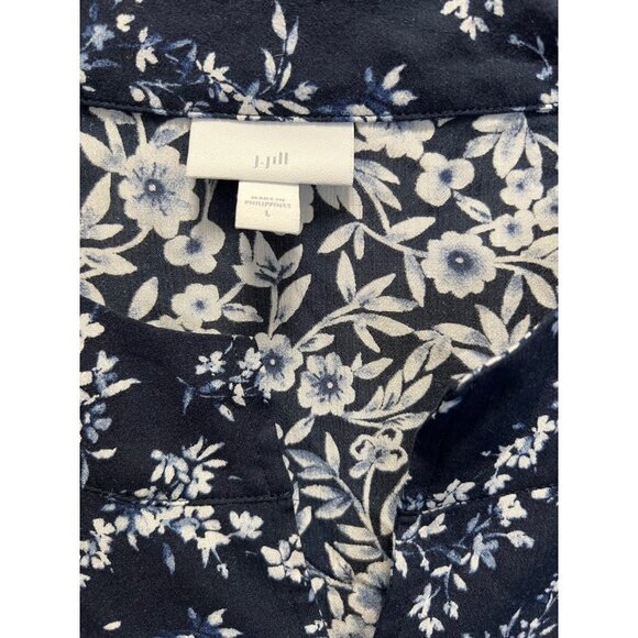 J Jill Floral Short Sleeve Blouse 100% Rayon  Woman's size Large - Picture 3 of 5